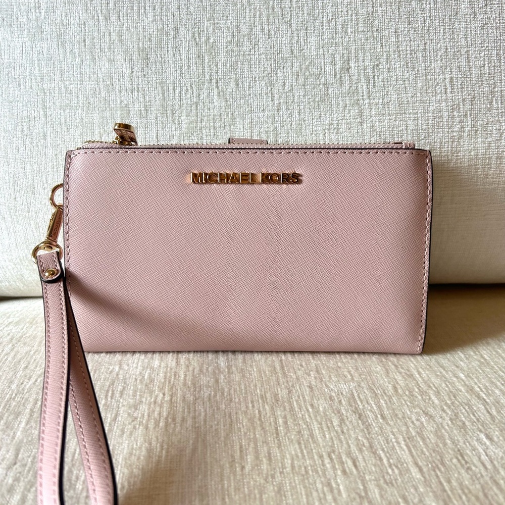 Michael Kors Pink Saffiano Leather Clutch